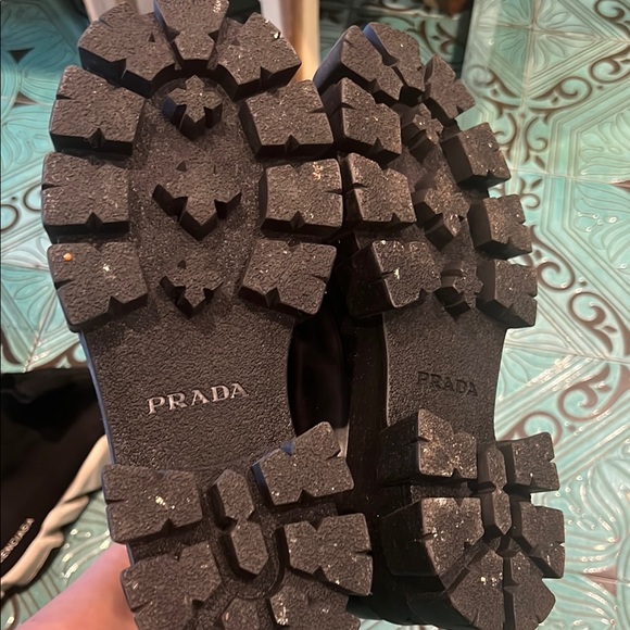 Prada Black Combat Moto Boots with Chunky Sole - Picture 3 of 5